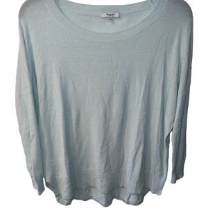 Madewell Knit Sweater Womens M Lightweight Waffle Seafoam High Low Loose Fit